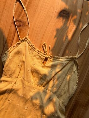 Yellow Eyelet Spaghetti Strap Sundress